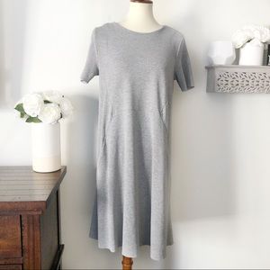 COS knit short sleeve knee length dress grey size medium